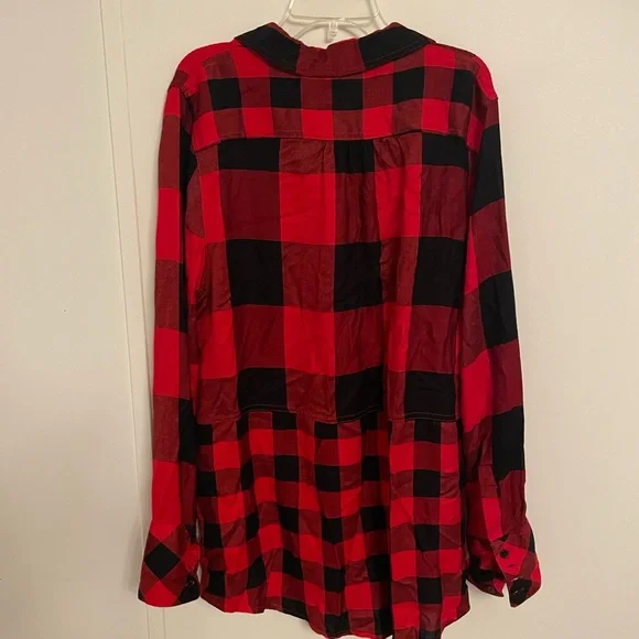 Cato Red and Black Buffalo Plaid  Long Sleeve Button Down Shirt - Picture 4 of 7